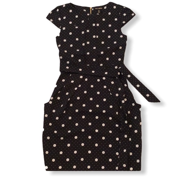 QED London Dresses & Skirts - NWOT polka dot belted dress with pockets
